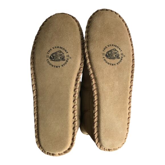 Vermont Country Store Bootie Slippers Womens Sz10 Chestnut Leather Shearling New - Picture 7 of 7